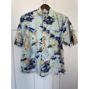 VTG Michael Austin Rugged Wear Hawaiian Shirt Large Single Stitch Coastal Beach